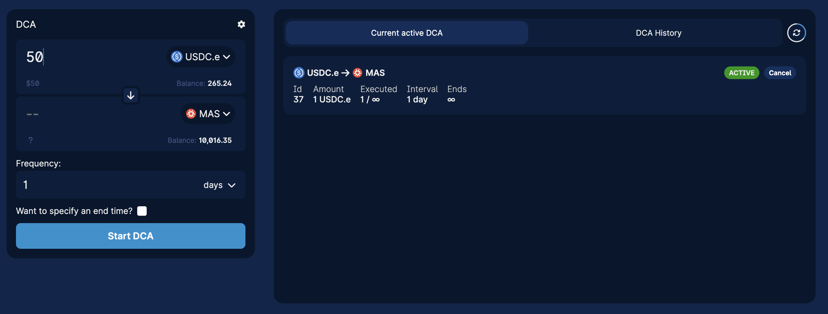 DCA frontend